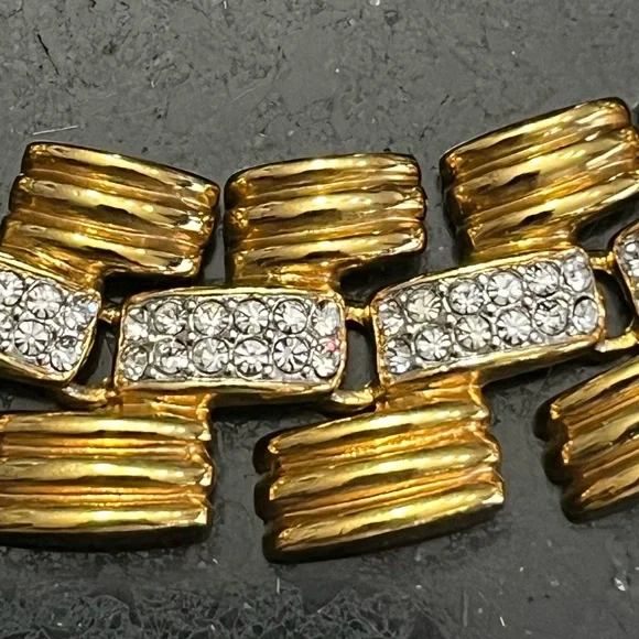 IVANA TRUMP vintage HUGE Gold Crystal Diamond tennis Statement necklace jewelry - Picture 2 of 9